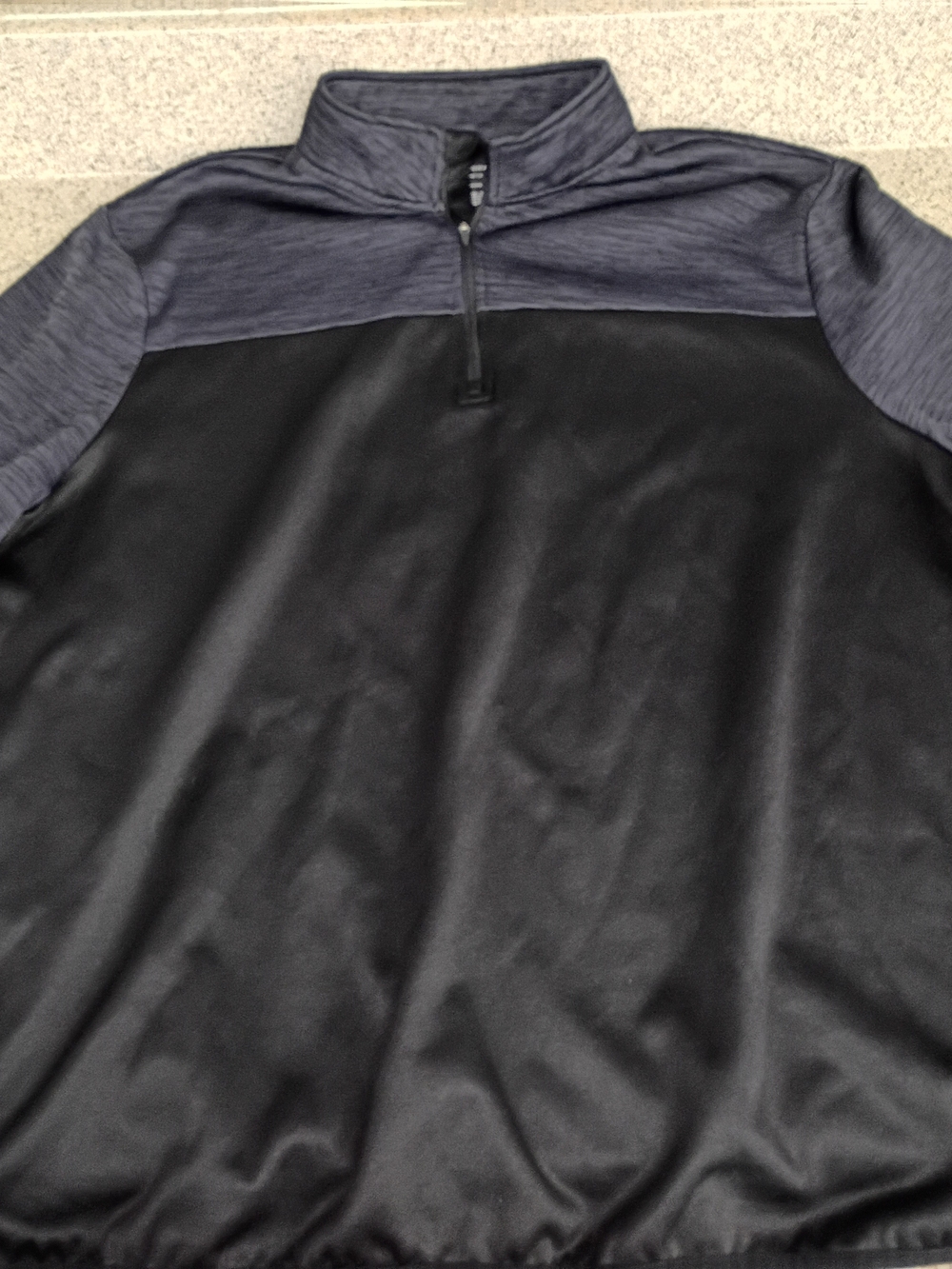 tek gear Men's Zip Pullover - Black Body with Heather Gray Yoke